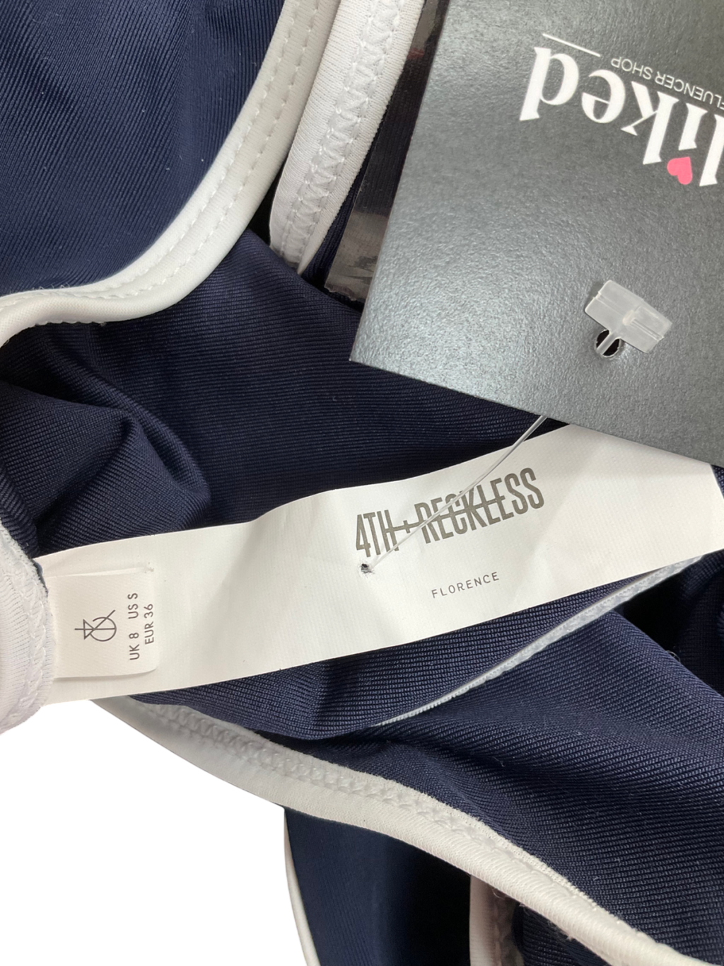 4th & Reckless Blue Florence Contrast Trim Bikini UK 8