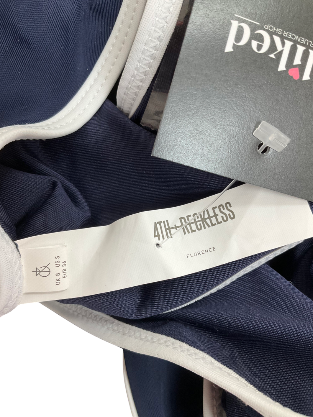 4th & Reckless Blue Florence Contrast Trim Bikini UK 8