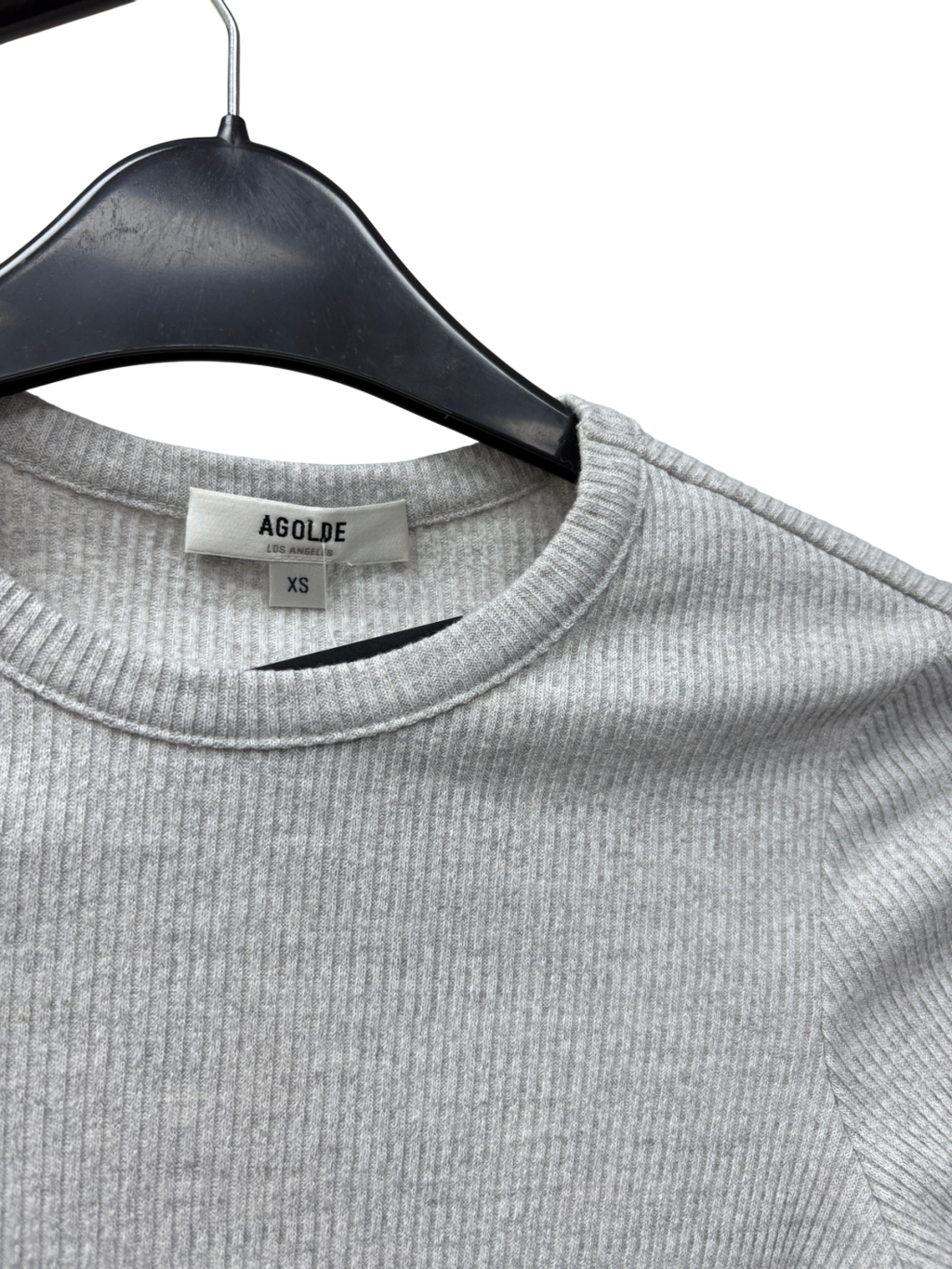 AGOLDE Grey Alma rib Crewneck Top UK XS