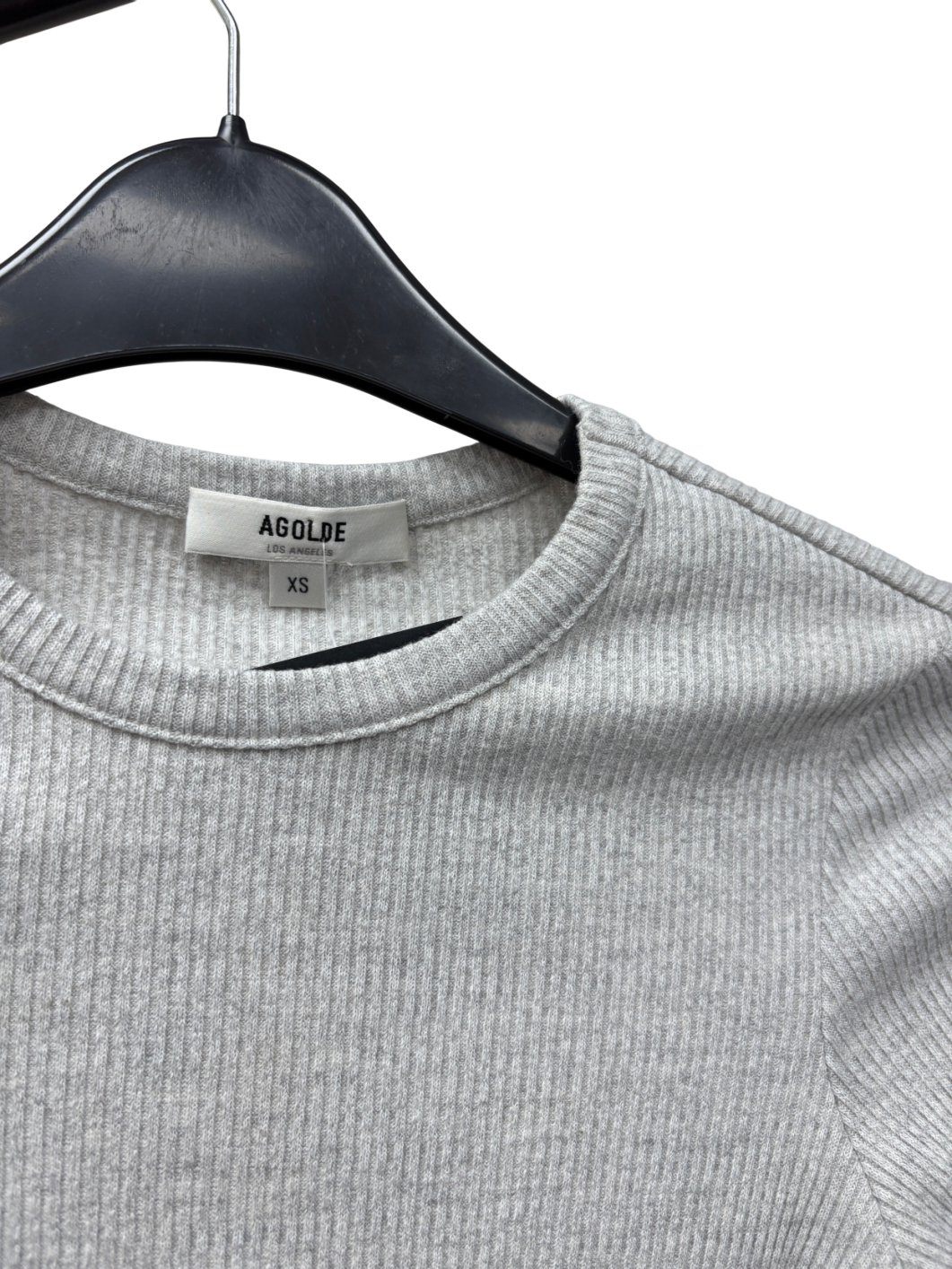 AGOLDE Grey Alma rib Crewneck Top UK XS