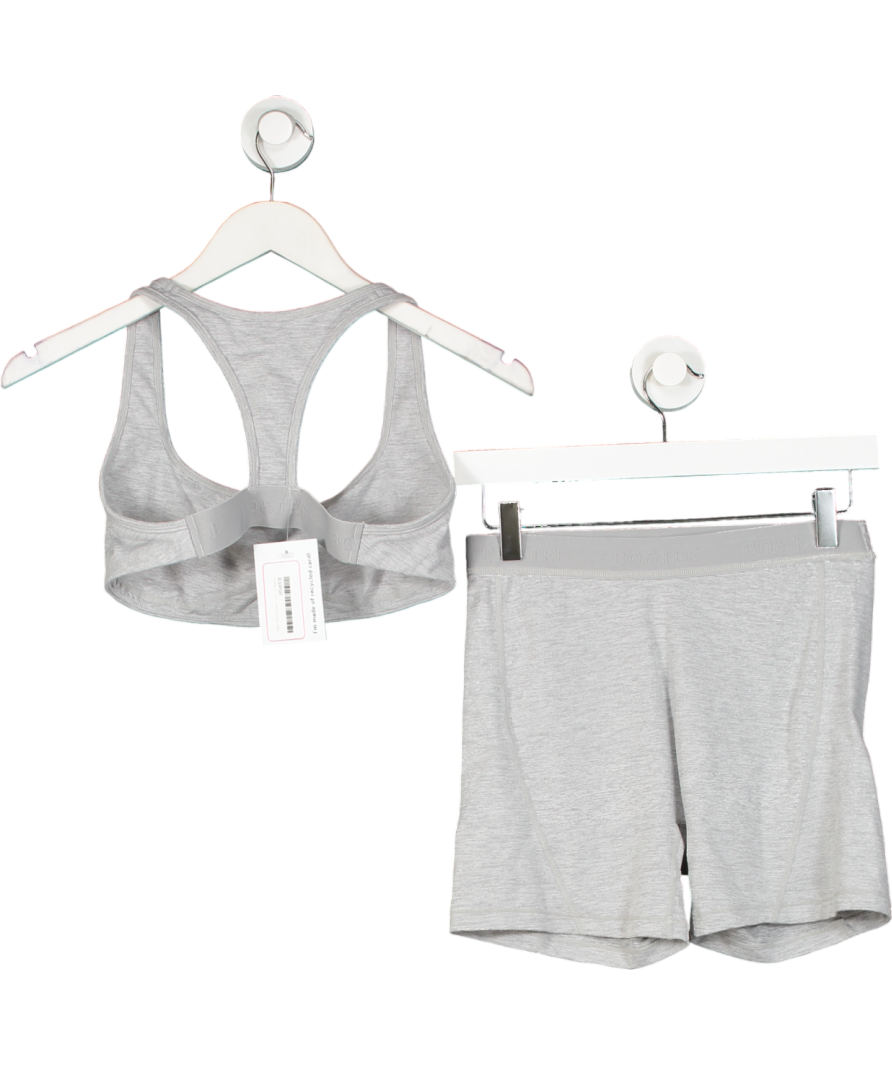Bo + Tee Grey Bamboo Basic Bralette And Boxer Short Set UK M