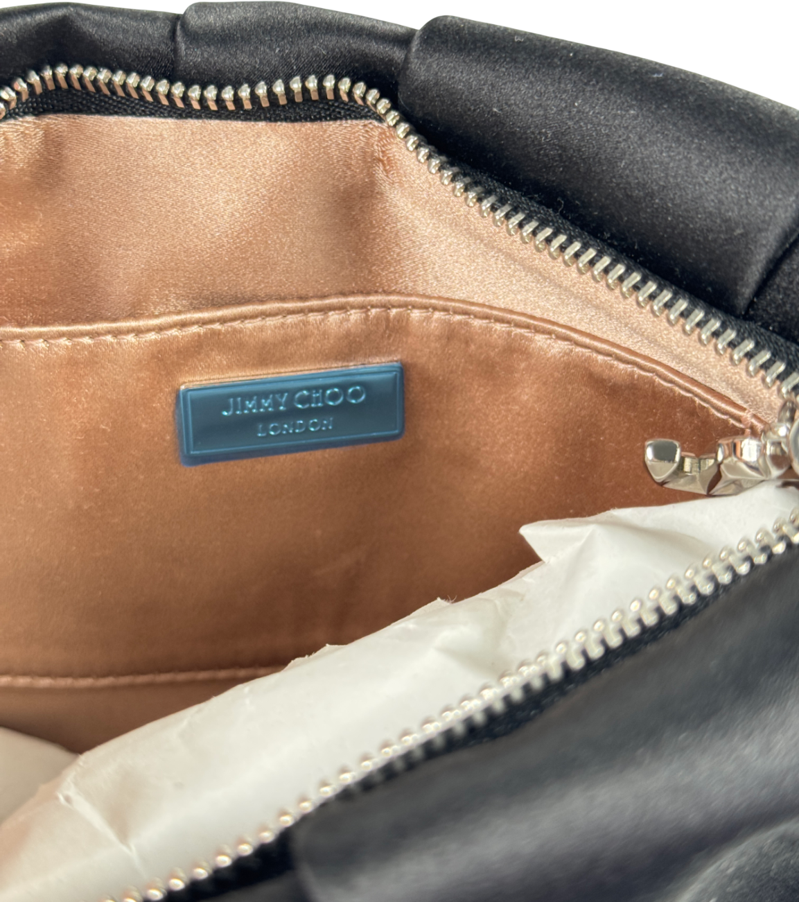 JIMMY CHOO Black Bonny Satin Clutch  / Shoulder Bag