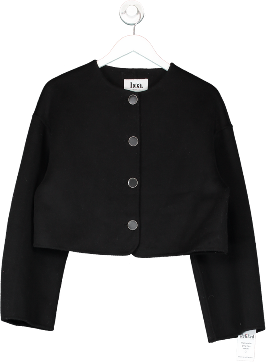 BOA Black 100% Wool Button Down Cropped Jacket UK S