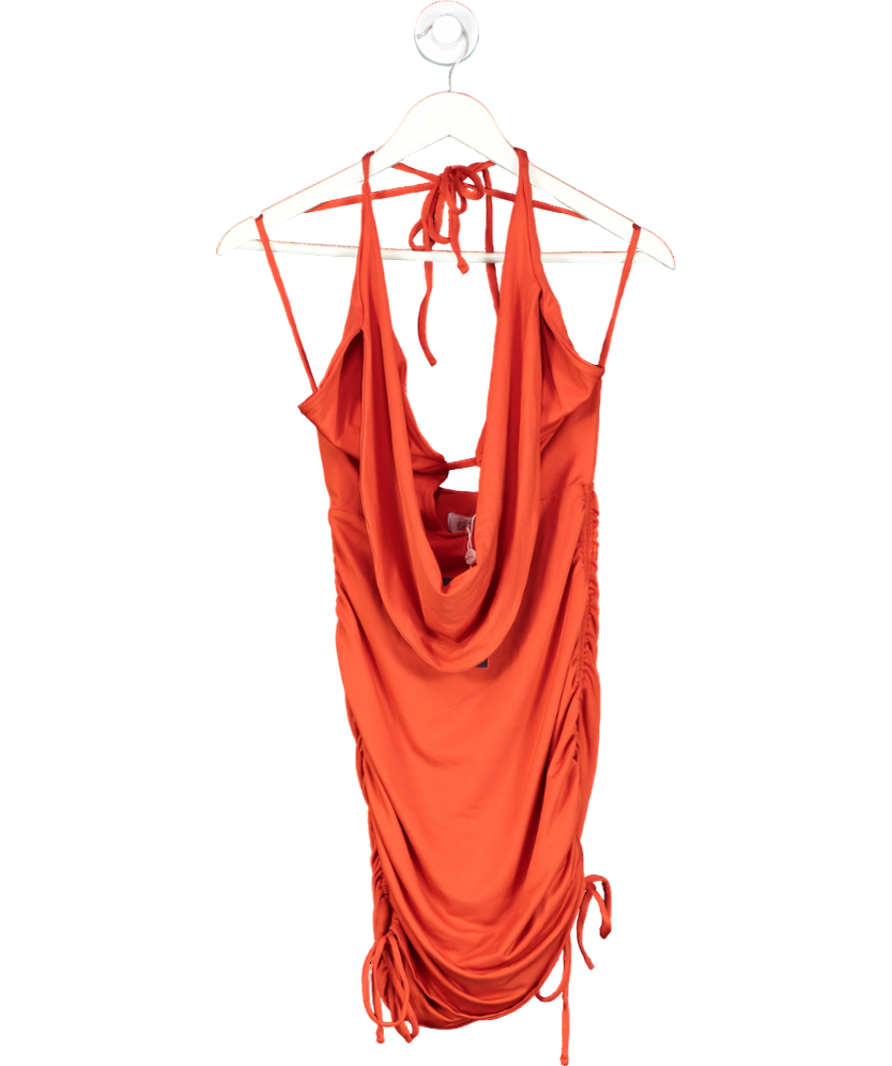 Oh Polly Red Ruched Side Mini Dress UK 8