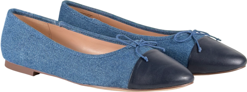 TALBOTS Blue Ansly Denim Nappa Ballet Flats Us10.5 UK 7.5 EU 40.5