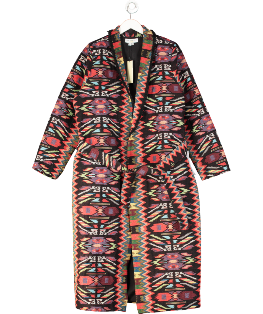 Never Fully Dressed Multicoloured Abstract Print Maxi Coat UK L