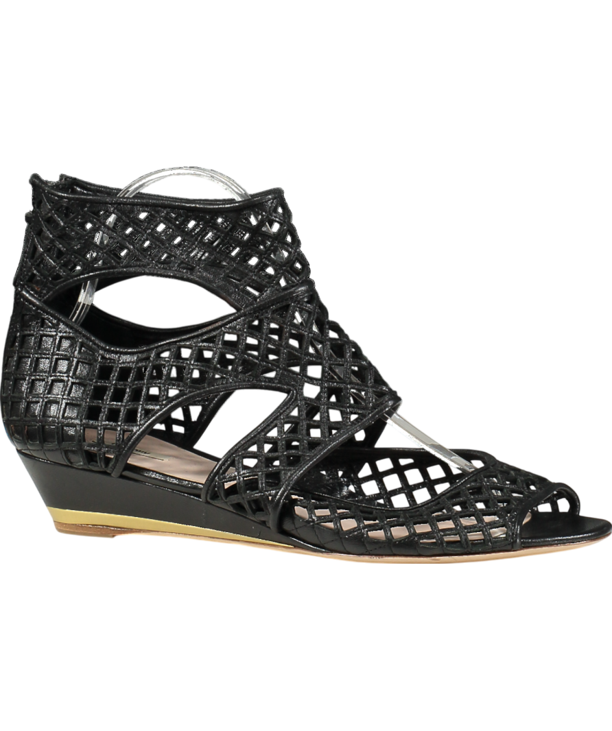 Miu Miu Black Caged Gladiator Wedge Flat Sandals. UK 7 EU 40 👠