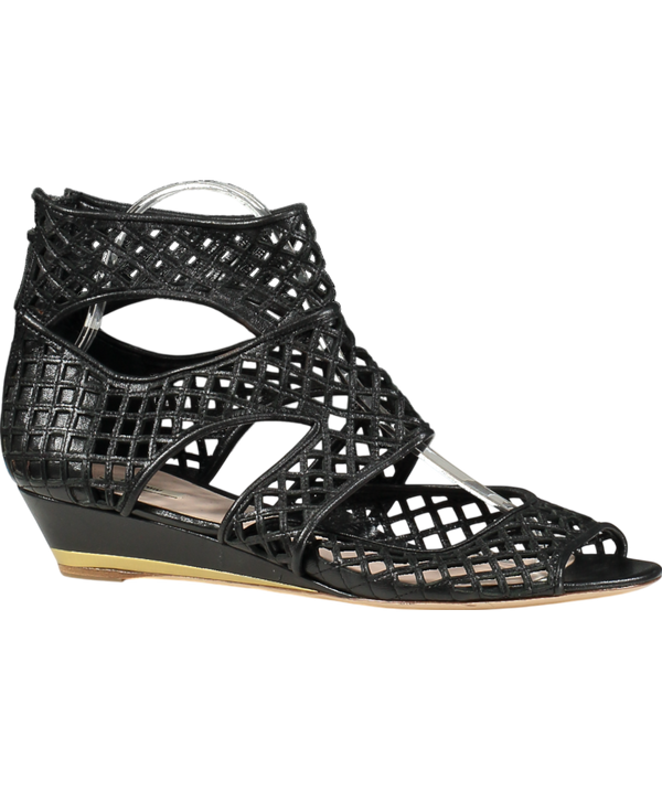 Miu Miu Black Caged Gladiator Wedge Flat Sandals. UK 7 EU 40