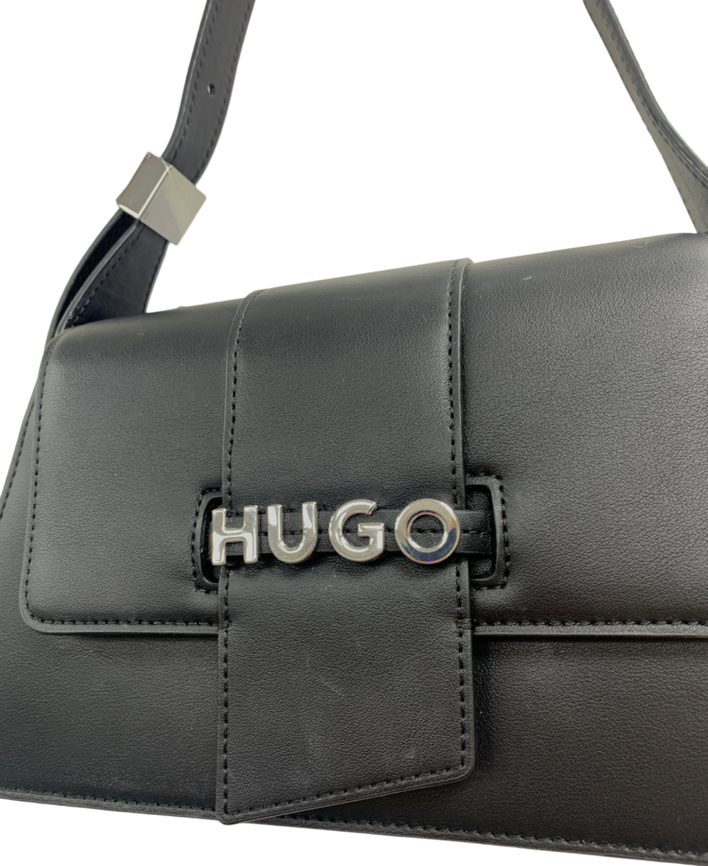 Hugo Black Women's Mel Logo Flap Shoulder Bag