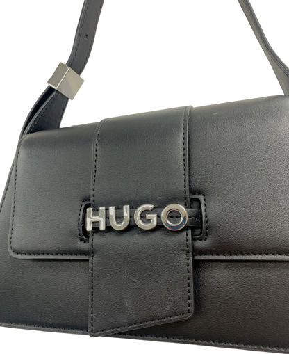 Hugo Black Women's Mel Logo Flap Shoulder Bag