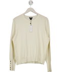 Karen Millen Cream Plus Size Viscose Blend Knitted Crew Neck Jumper UK XL