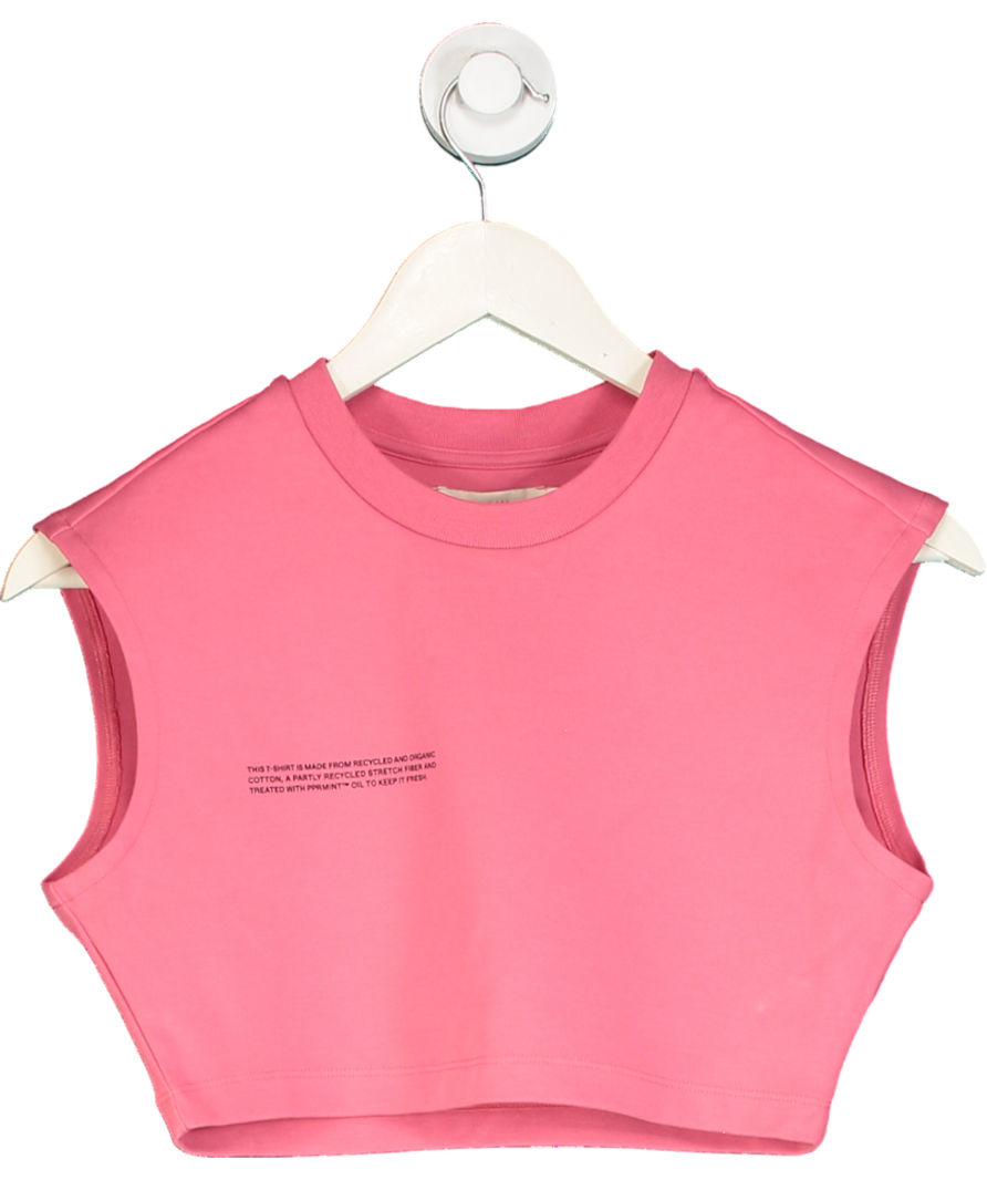 PANGAIA Pink Recycled Cotton Fitted Crop T-shirt UK S