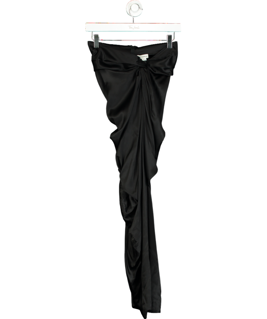 LilySilk Black Malus Draped Front Knot Skirt UK 8