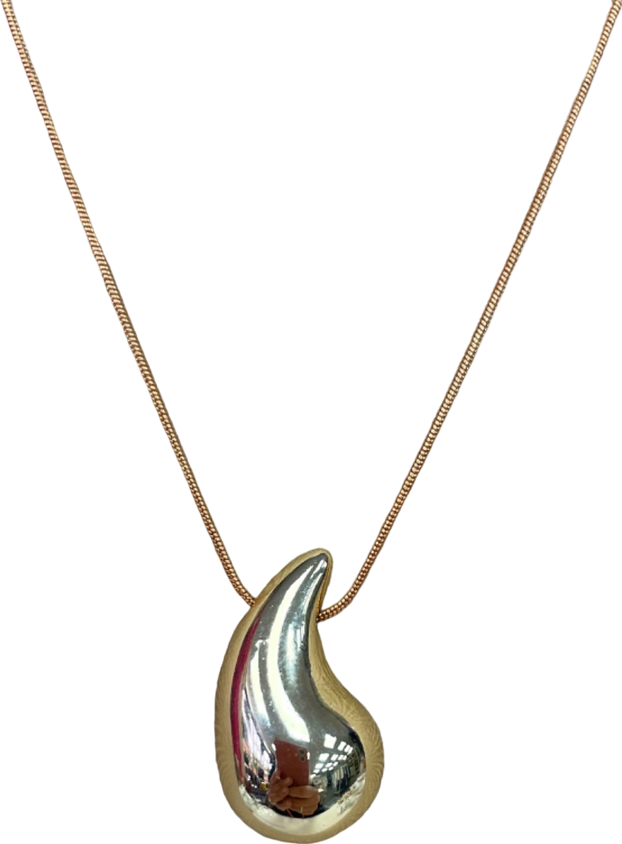 Inspired Metallic Gold Large Teardrop  Necklace