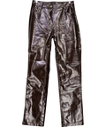 Nikkie Brown Faux Leather Trousers With Craquelé Pattern UK 8