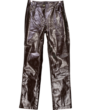 Nikkie Brown Faux Leather Trousers With Craquelé Pattern UK 8