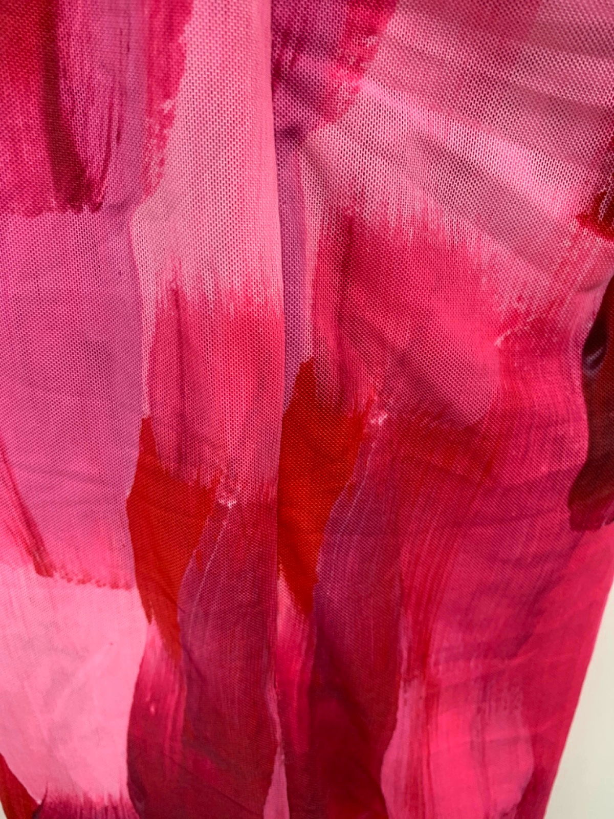 Farai London Red Pink Print Ruched Dress Size UK S