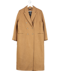 Whistles Beige Tan Point-collar Double-breasted Textured-wool Coat UK 16