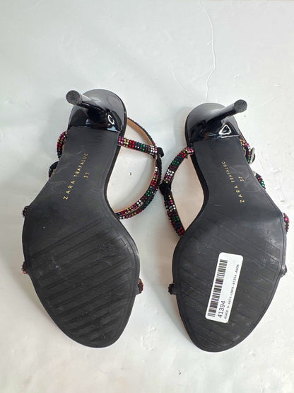 Zara Black/ Rainbow Crystal Strappy Heels EU 37 UK 4