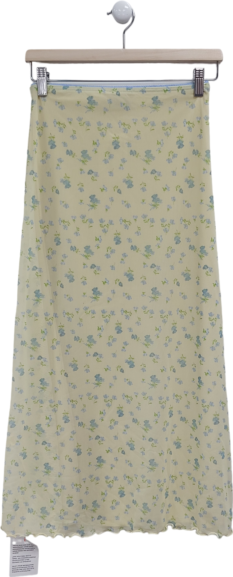 ASOS Yellow Ditsy Print Mesh Midi Slirt UK 8