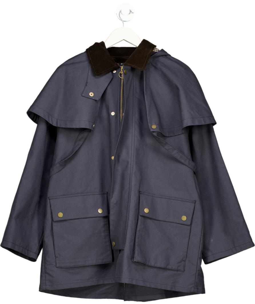 ZARA Collection Navy Blue / Check Hooded Contrast Lapel Trench Coat UK S