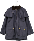 ZARA Collection Navy Blue / Check Hooded Contrast Lapel Trench Coat UK S
