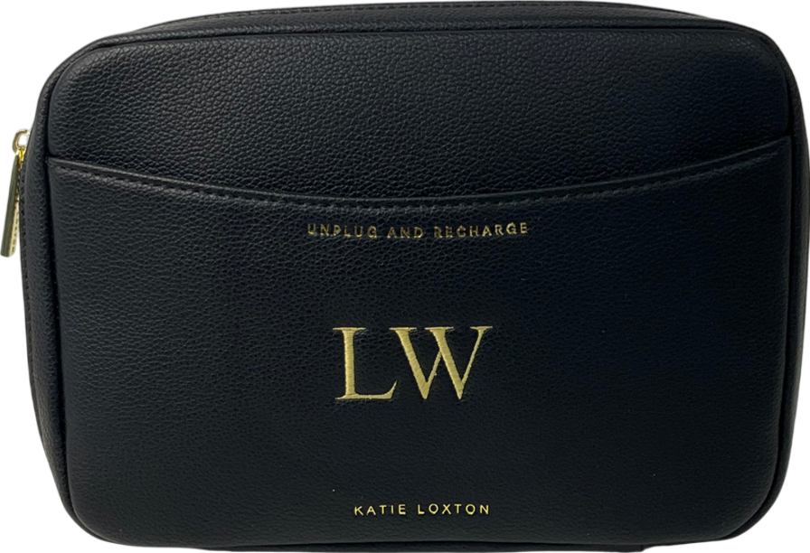Katie Loxton Black Cable Organiser 'unplug And Recharge' Monogrammed "LW"