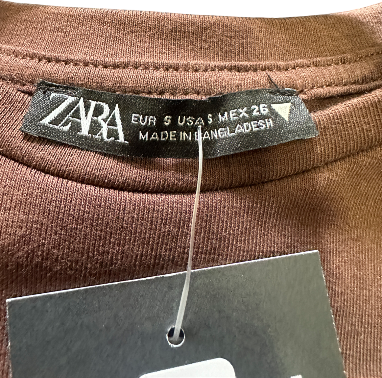 ZARA Brown Limitless Contour Cropped Long Sleeve Top UK S