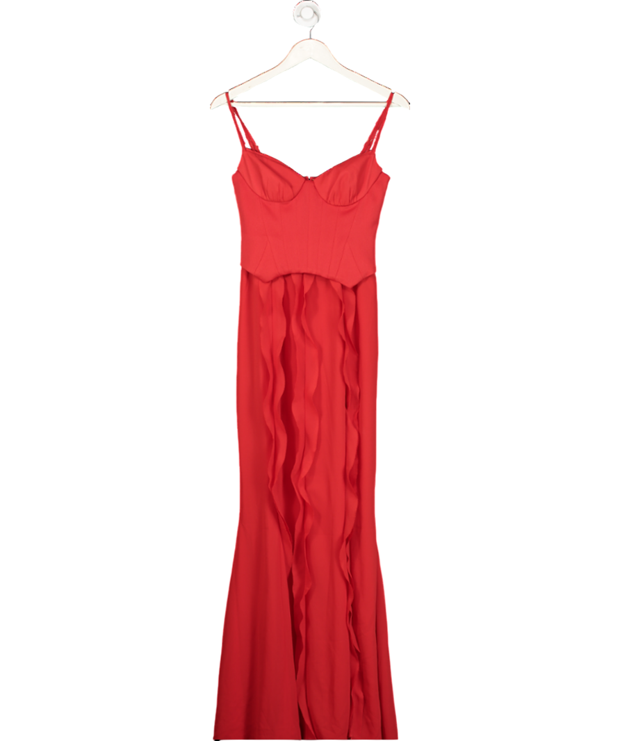 Oh Polly Red Corset Dress With Chiffon Skirt UK 6