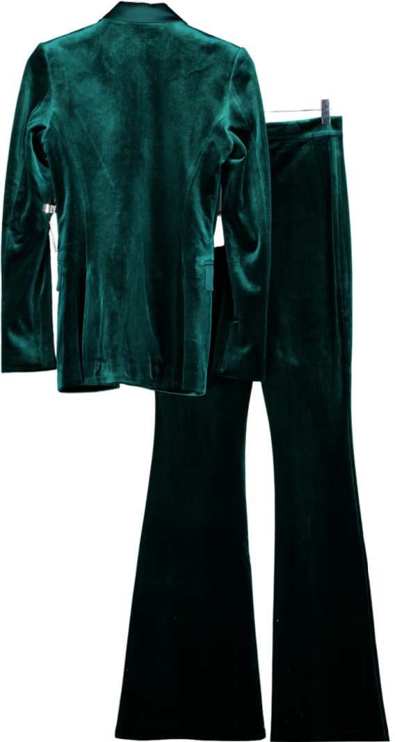 Nadine Merabi 2-piece Green Beatrice Luxurious Velvet Blazer And Trousers Set UK 8