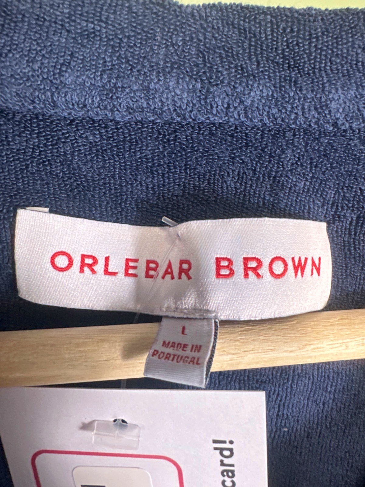 Orlebar Brown Navy Towelling Polo Shirt UK L