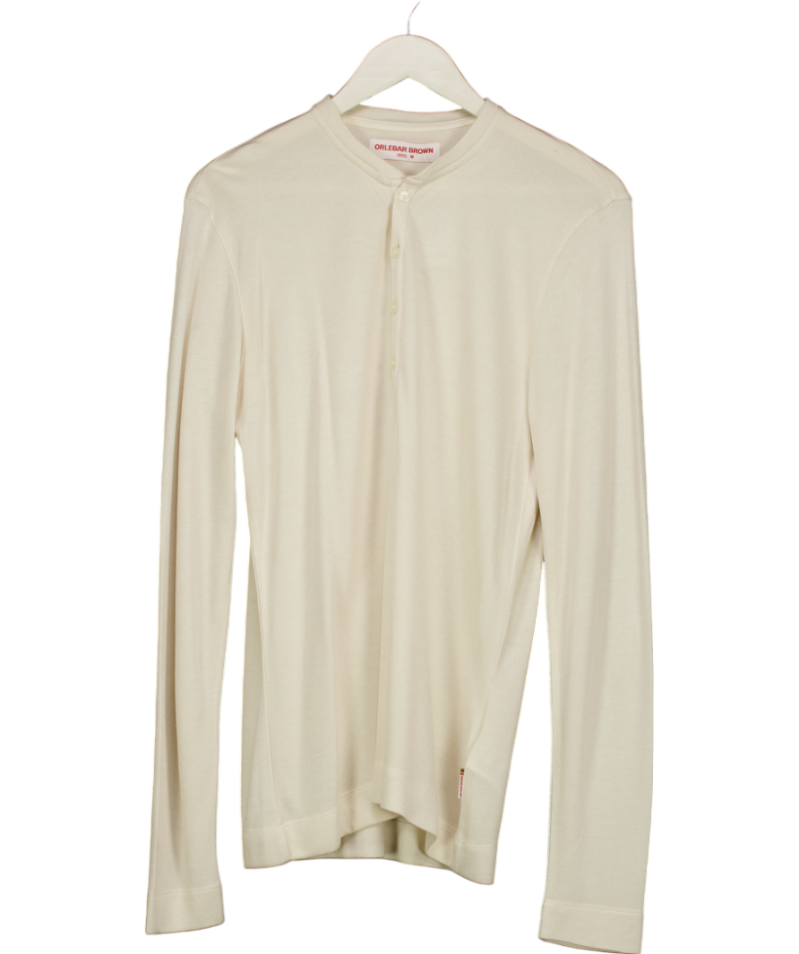 Orlebar Brown Cream Round Neck Long Sleeve Top UK M