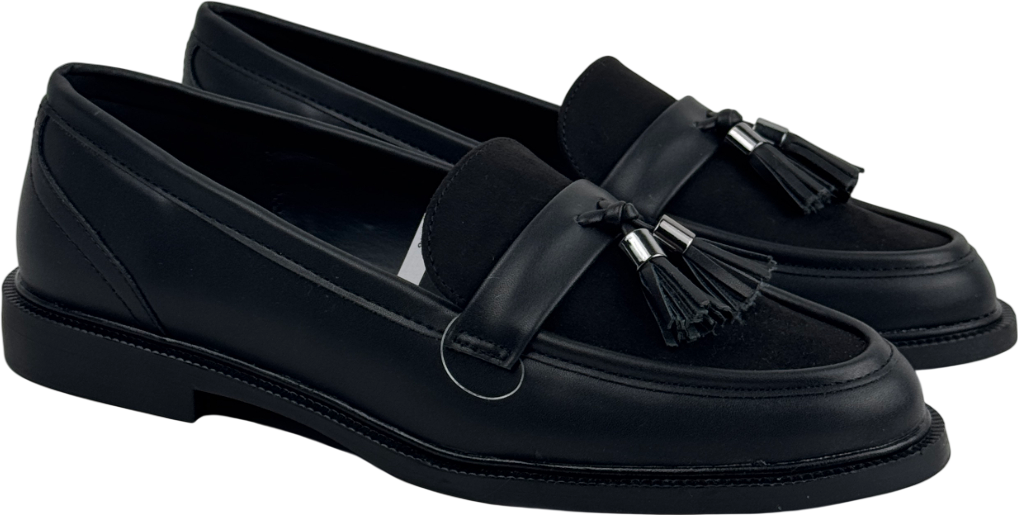 NEXT Black Forever Comfort Tassel Round Toe Loafers UK 6 EU 39 👠