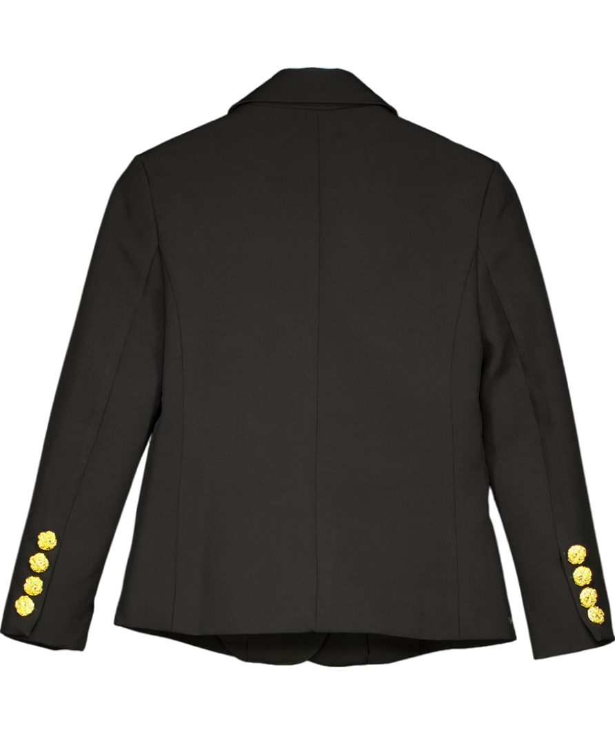 Fox London Black Tailored Gold Statement  Button Blazer UK S