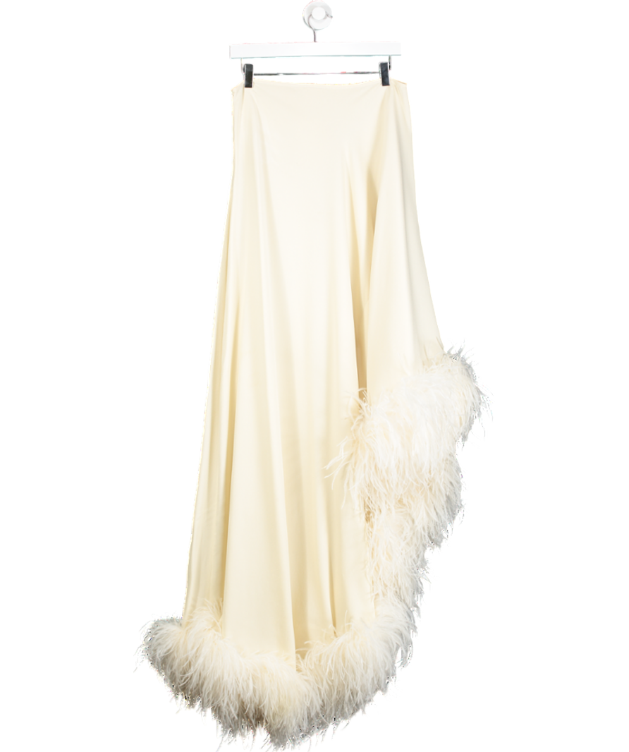 Taller Marmo Cream Ubud Feather Trim Gown UK 8