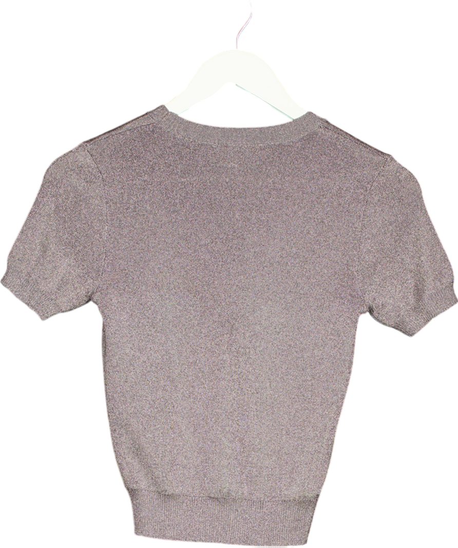 Elka Collective Grey Oceana Knit Tee Dark Chrome Lurex UK 6