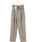MANGO Brown Check Suit Trouser With Buckle Detail UK 6
