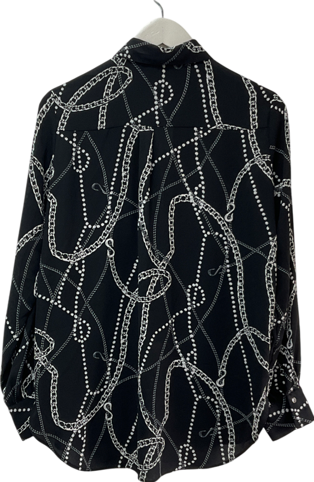 dorothy perkins Black Chain Satin Oversized Shirt UK 14