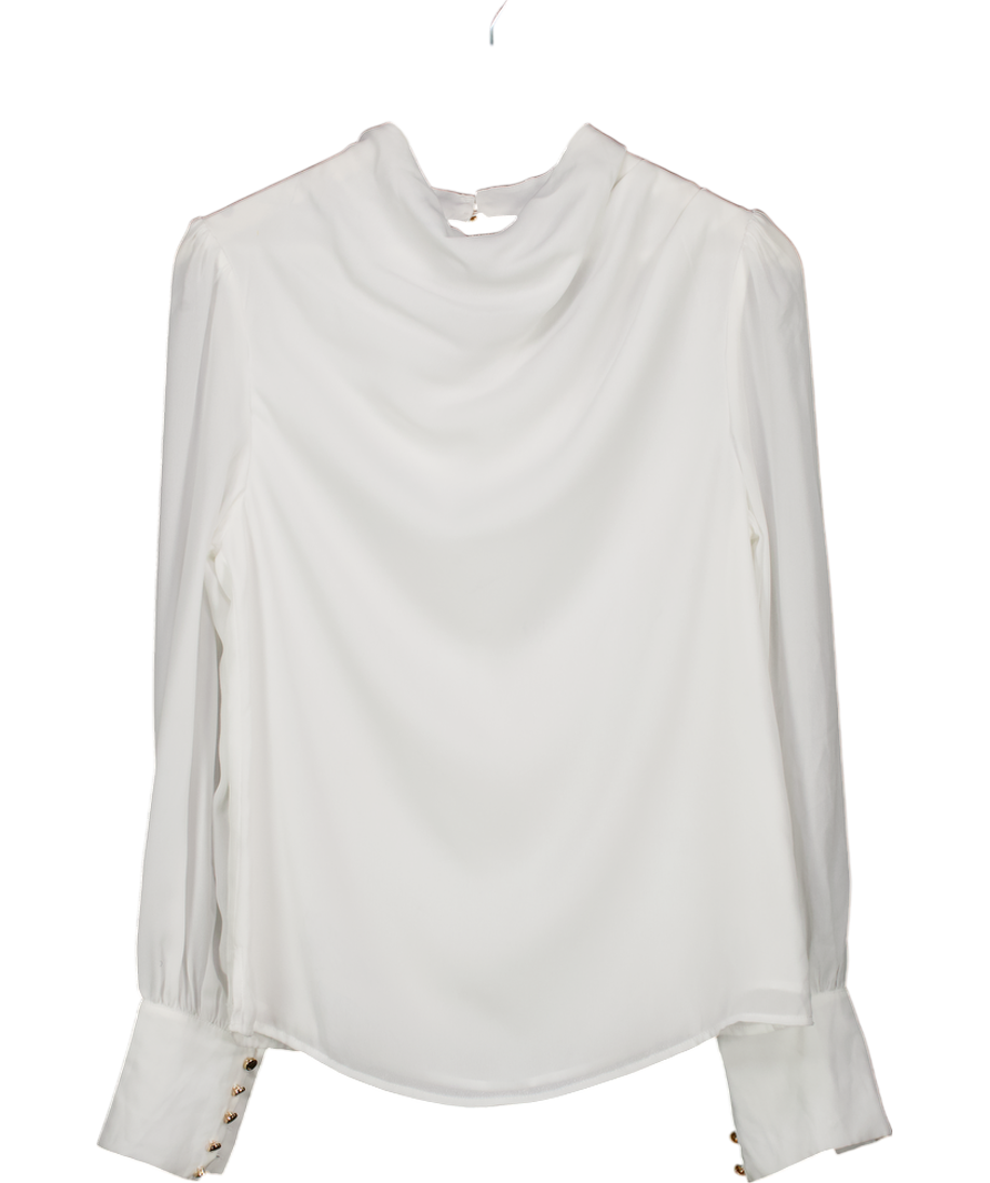 Karen Millen White Pintuck Shoulder Detail Georgette Woven Blouse UK 8