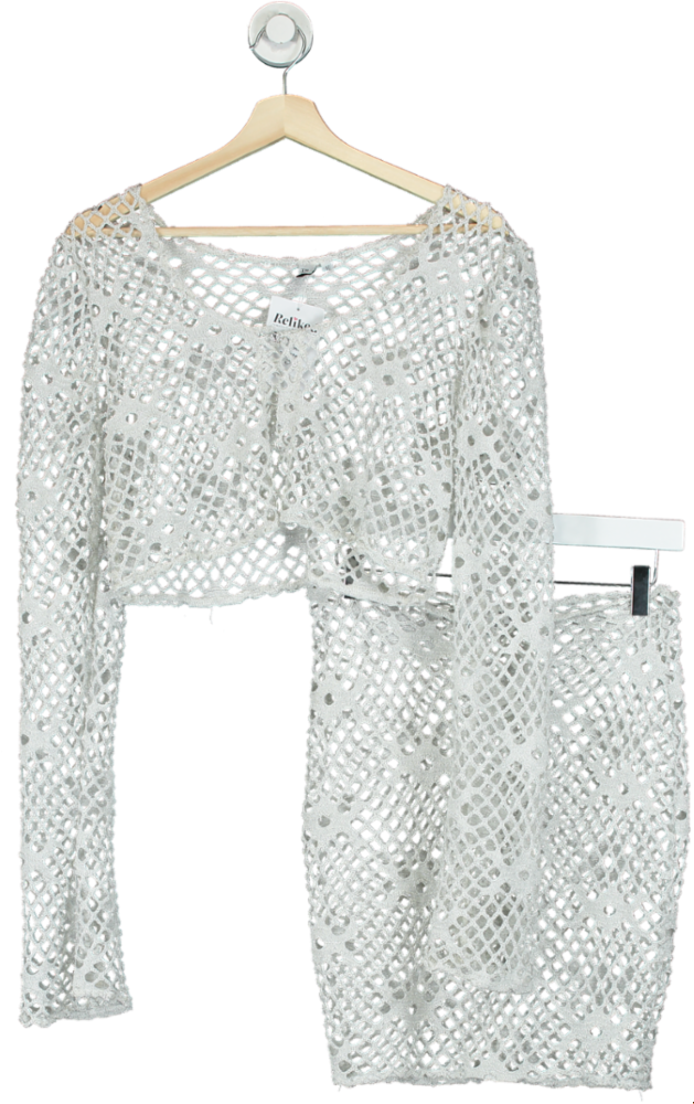 By Esme Rose White Crochet Knit Top and Skirt Set UK 10