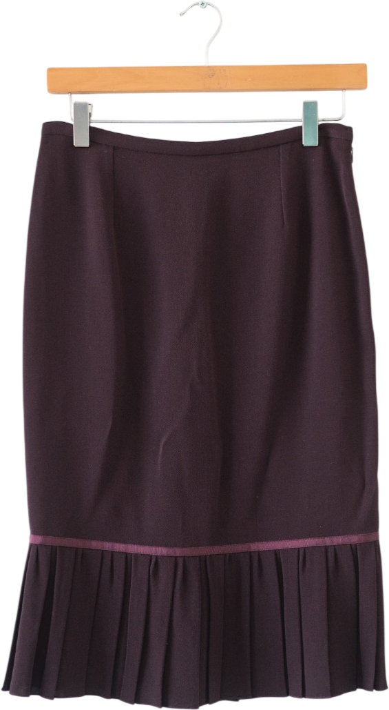 Jigsaw Burgundy Red Pleated Hem Skirt UK 8