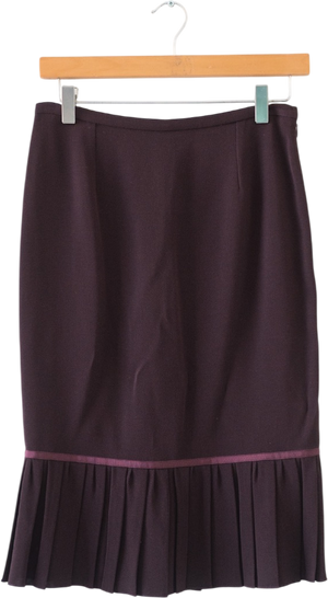 Jigsaw Burgundy Red Pleated Hem Skirt UK 8