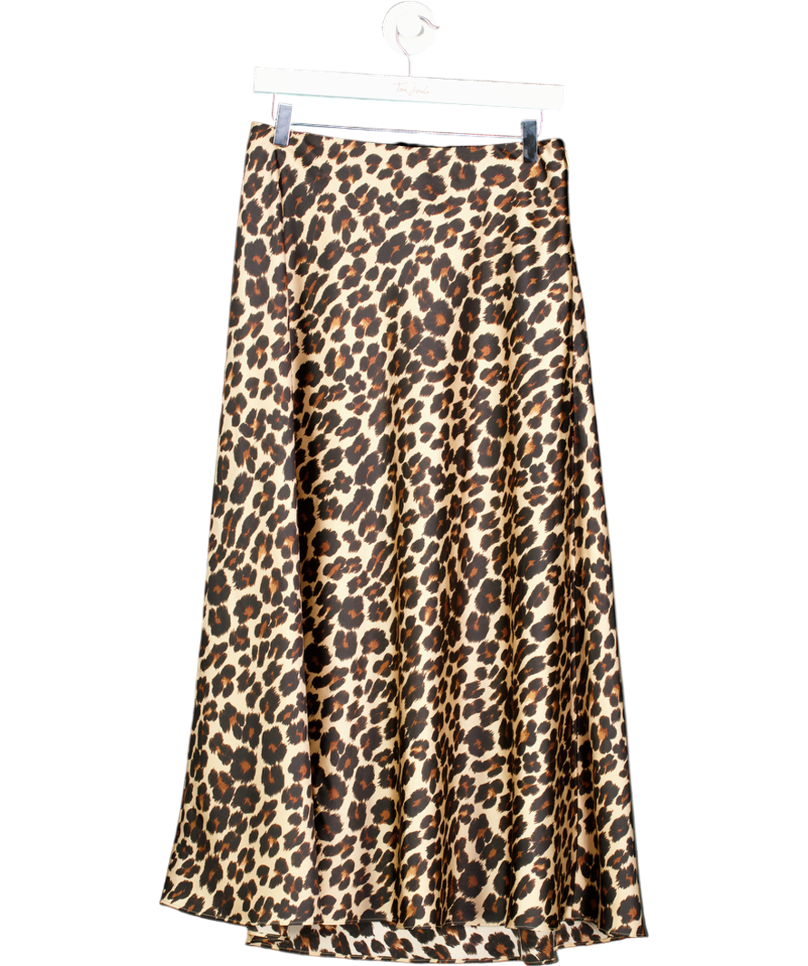 TALBOTS Beige Luxury Satin Midi Slip Skirt - Leopard Us4 UK 8