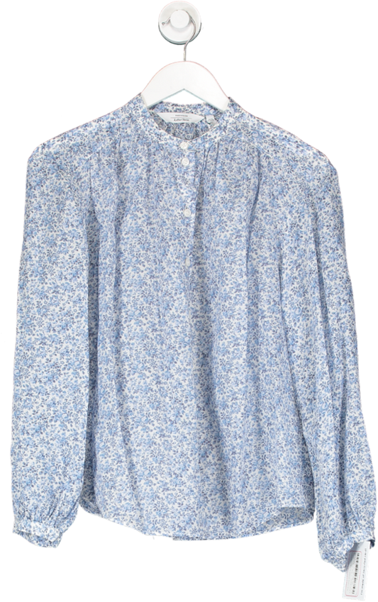 & Other Stories Blue Floral Printed Silk Blend Blouse UK 4