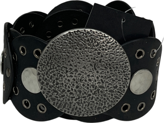 Black Women's Round Disc Buckle Belt One Size