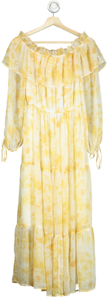 River Island Yellow Floral Maxi Dress UK 10