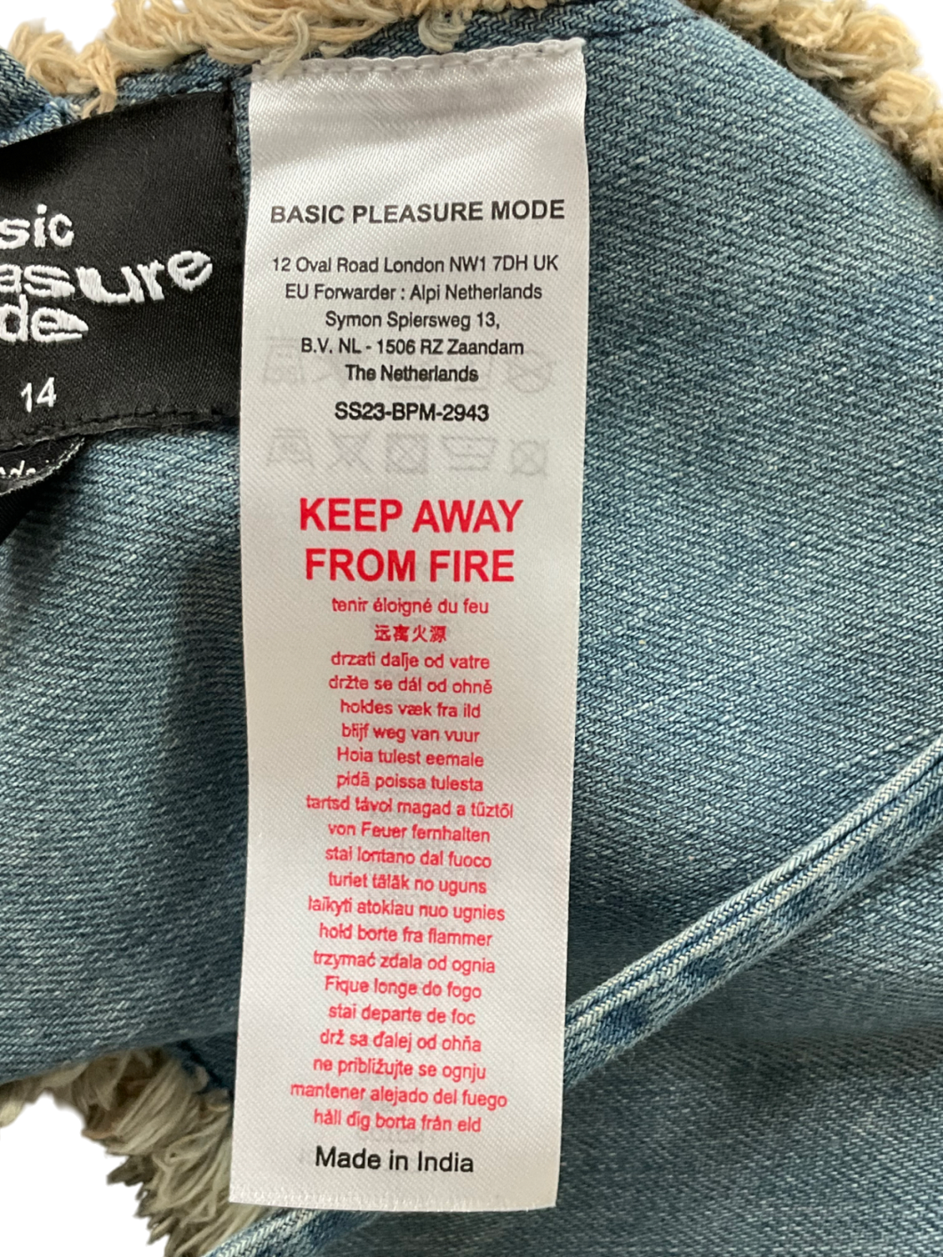 Basic Pleasure mode Blue Raw Edge Denim Star Halter Top Co-ord In Distressed Mid Wash UK 14