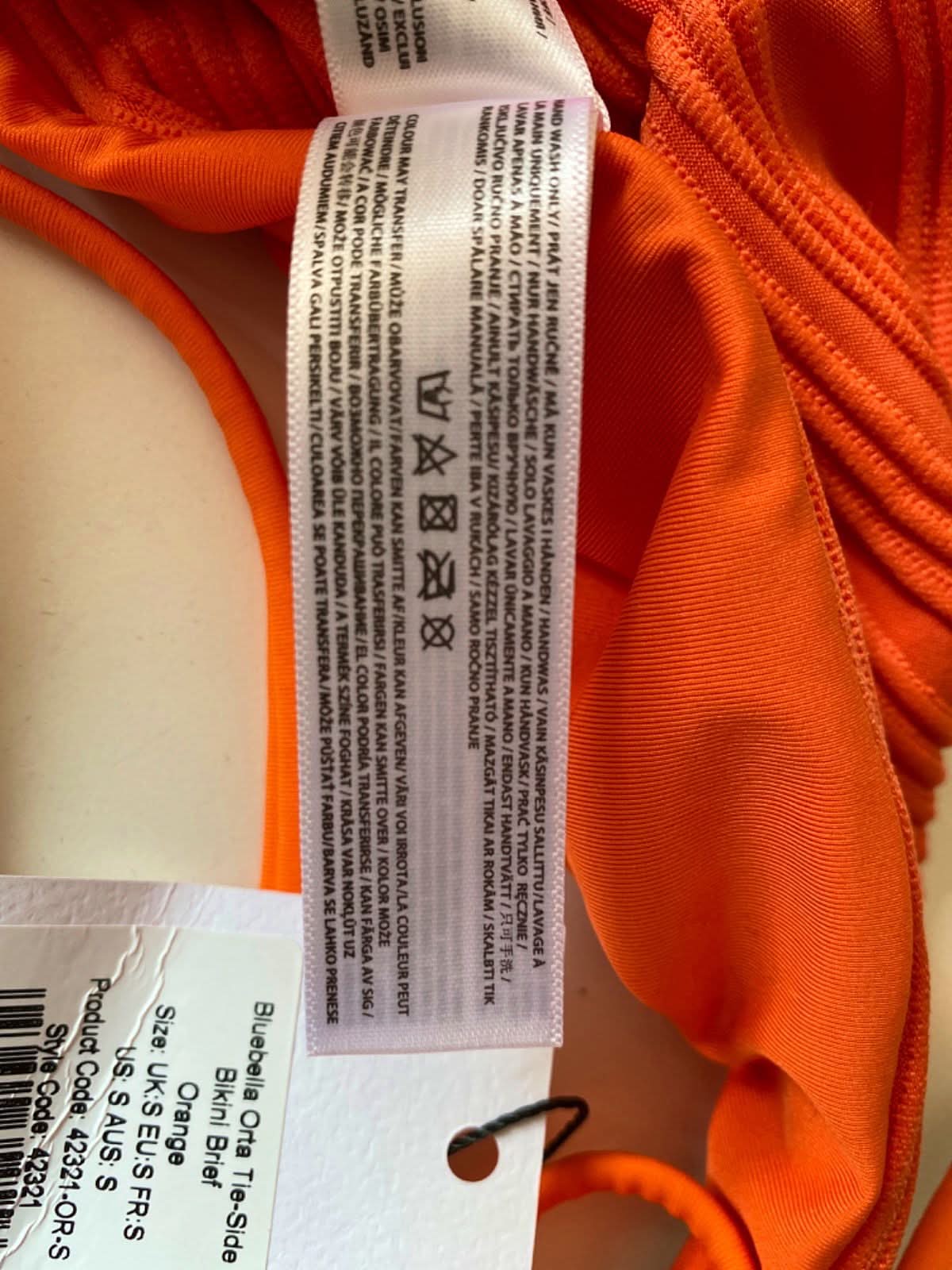 Bluebella Orange Orla Tie-Side Bikini Brief UK S