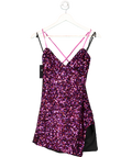 For Love & Lemons Purple Sequin All Over Strapy Dress UK S