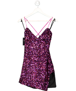 For Love & Lemons Purple Sequin All Over Strapy Dress UK S